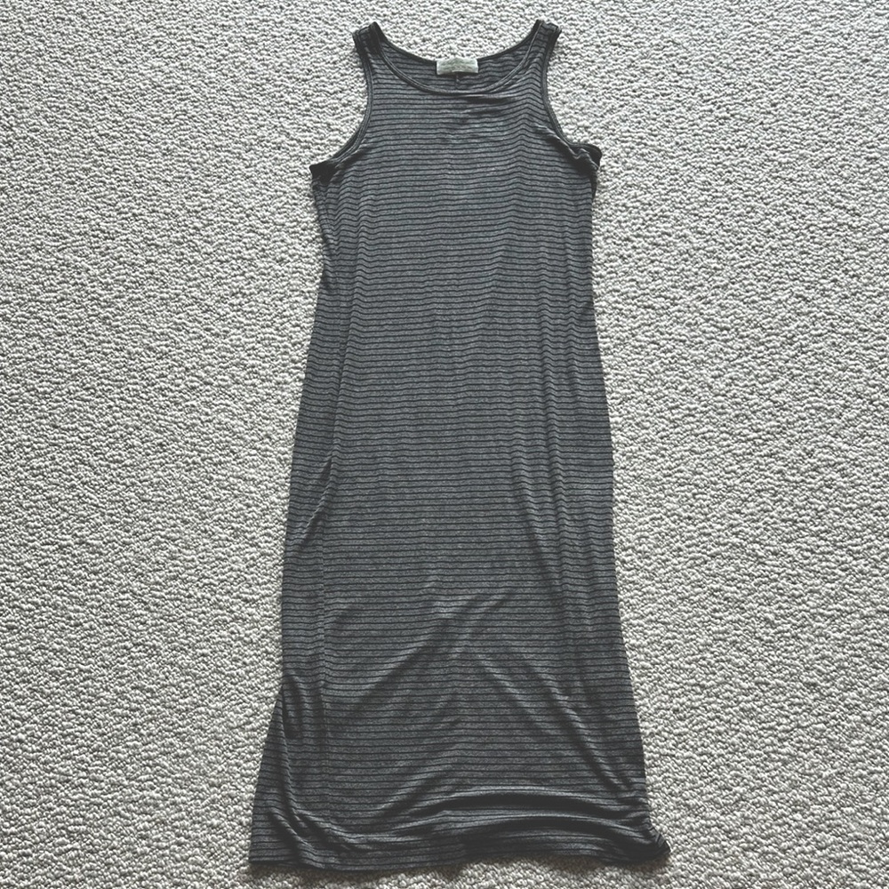 Lady and the sailor tee dress grey w black stripes made in the 🇺🇸
